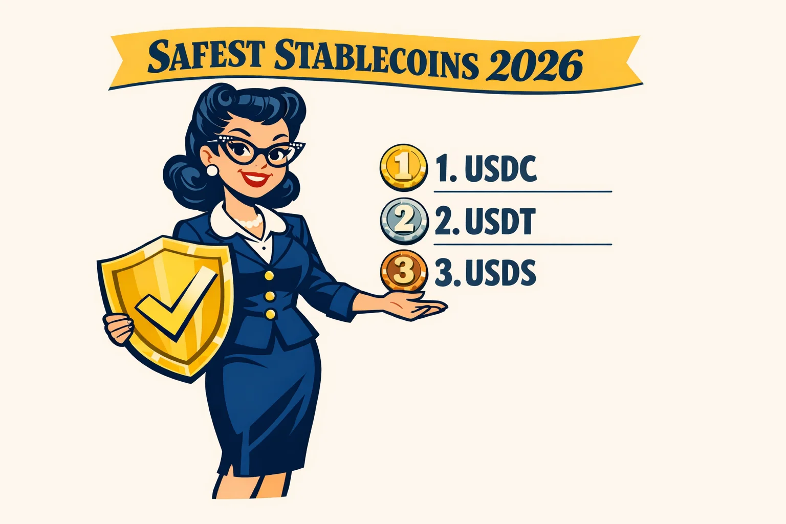 Safest stablecoins in 2026 - independent safety rankings showing USDC, USDT, and USDS
